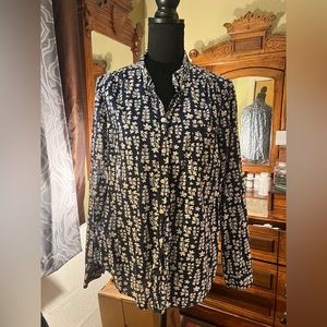 Blue floral button down